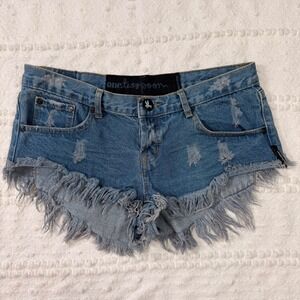 One Teaspoon Y2K Low Rise Bandits Distressed Denim Shorts  Size 28
